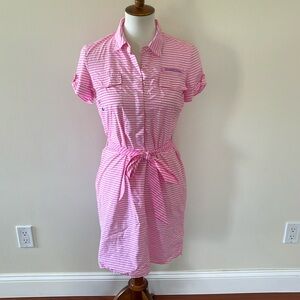 Vineyard Vines Pink White Stripe Shirt Dress Swim Coverup Size 2